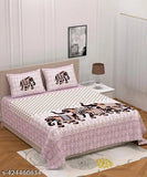 Pink double-size cotton blend Tulsi Impax bedsheet & pillow covers (240 cm x 215 cm), ideal for summer, beautifully printed with skin-friendly colors