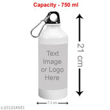 Personalized white aluminum sipper bottle (750ML), custom photo and name for gym, school or office use