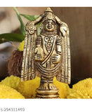 Brass Venkateswara Idol, 11 cm tall, traditional Indian home decor for Pooja Samagri, showcasing Lord Balaji statue