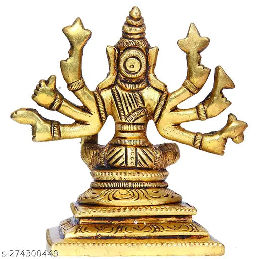 Brass Best Seller Lord Varahi Amman 8 Handed Statue, intricate handicraft and artifact showpiece of Lord Vishnu's Varaga Avatar Idol, small size (5x6 cm)