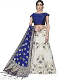 Banarasi Silk Lehenga Choli with Floral Jacquard Print, suitable for festivals and marriages, semi-stitched in free size