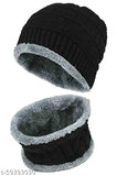 Woolen cap set (unisex beanie + muffler scarf) - ultra-soft, snow-proof, 20° temperature, textured knit design