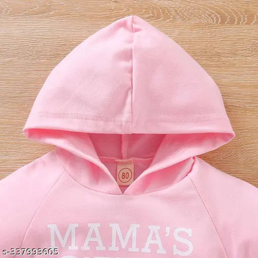 Wool hoodie with girl print for Baby Girl, long sleeves and zip closure, trendy design, sizes from 18-24 Months to 9-10 Years (India)