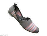 Grey canvas knitted athleisure ballerina slip-ons for women's daily wear, ideal for active lifestyle