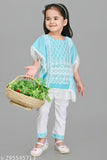 Embroidered cotton blend kaftan for kids aged 9-24 months, Indian traditional fashion on display