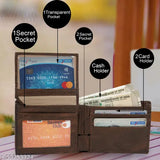 Brown trendy leather wallet, Sonrisa Men solid design, free size with 2 compartments, high-quality genuine leather