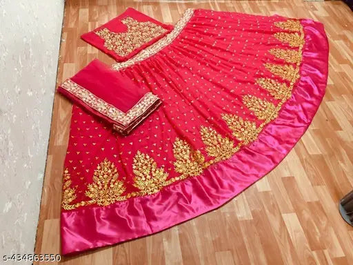 Designer satin lehenga, net choli, net dupatta set for women - intricately embroidered, semi-stitched or unstitched, suitable for party wear ethnic events