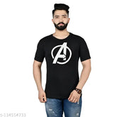 Black Avengers printed cotton round neck half sleeve men's t-shirt, stylish fashion wear with short sleeves