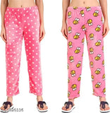 Multicolor viscose woolen fleece pyjamas for women, trendy and soft, calf-length in various sizes (XL, XXL, XXXL, 4XL)