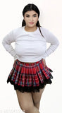 Checkered mini skirt for girls and women, cotton, checked pattern. Perfect for sleepwear, parties, casual wear, date nights, or at home. Sizes: 26-36 inches (India origin)
