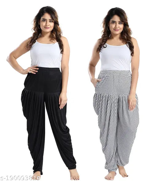 Black and white polyester maxi net LIFETALE Women's Sarina Dhoti ComboPack, Indian printed traditional dhotis on display