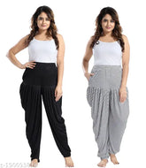 Black and White Maxi Net Dhoti ComboPack, LIFETALE Women's polyester dhotis from India