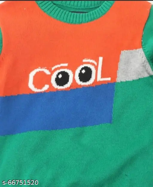 Acrylic long-sleeved printed net cool sweater for baby, 12-18 Months size, India origin