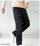 Solid denim cargo pants, casual wear in 3 sizes (26, 28, 30), from India