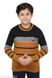 Striped wool sweater for boys aged 7-10, available on Gillkart. Long sleeve knitwear for kids, India origin