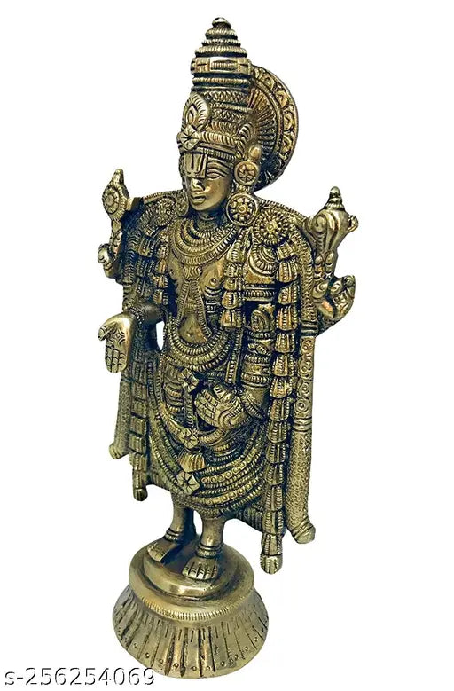 Handcrafted brass Balaji idol, ornate Kuber Handicraft figurine from India