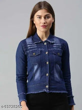 Denim top jeans long, solid-colored, long sleeve denim, size S-XL, made in India on fitting mannequin