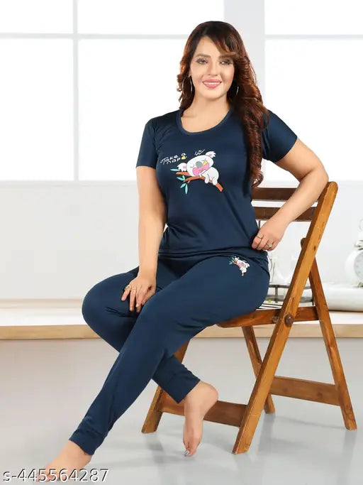 Women's trending co-ord set - printed nightdress, top & pyjama set in various sizes (M-XXL) - Indian origin