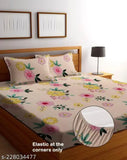 Glace cotton fitted double bed king size sheets, floral pattern, elastic corners, 72x78 inches