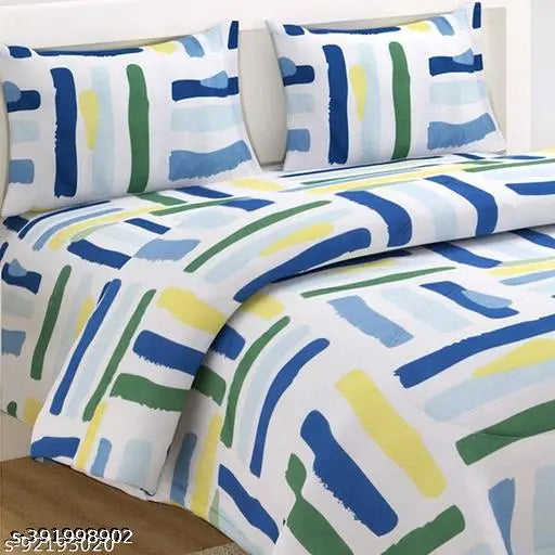 Attractive printed floral cotton blend comforter set (Queen), 4 pieces with 100% cotton bed sheets Attractive printed floral polycotton comforter set (King), 1 piece with 100% polycotton bed sheets, Indian origin