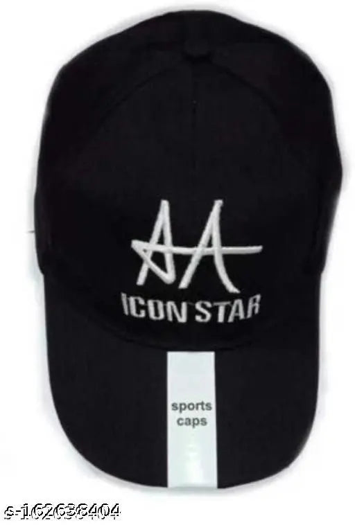 Embroidered Allu Arjun baseball cap, cotton, embroidered pattern, Indian-made cap for boys and men on display