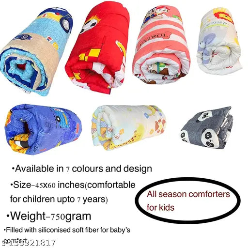 Soft, ultra-soft glace cotton comforter for kids' single bed (60x100 inches), multicolors