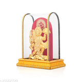 Crystal Hanuman idol (7Lx4Wx13H cm), gold-plated Hindu deity for home office puja rooms, intricate monkey form decorative showpiece