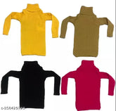 Winter woolen high neck striped sweaters for babies multipack of 4, cotton blend, long sleeves
