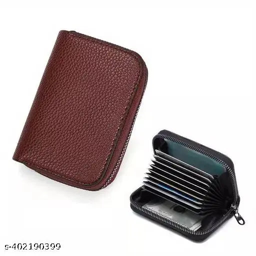 Solid faux leather ATM cardholder & wallet, five compartments for cards and money, free size (11cm x 8cm), made in India