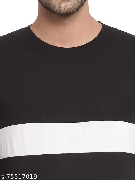 Color-blocked cotton blend men's t-shirt, slim fit, long sleeves. Perfect for casual travel wear