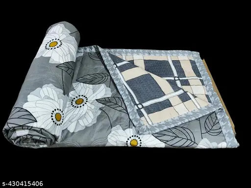 White Glace Cotton AC Double Bed Comforter by Hridya Collections, 150 thread count