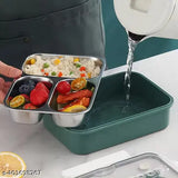 Stainless steel kids' bento lunchbox, microoven safe, pack of 1, India-made, with cutlery