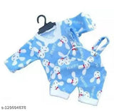 Wool printed net dungaree set for new born baby, fancy style and thermal, winterwear dress with long sleeves
