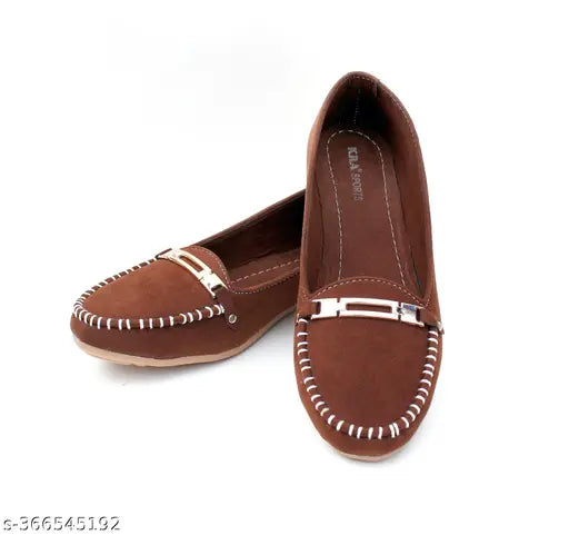 Synthetic faux leather flat bellies bracelet shoes - comfortable slip-on loafers for women's casual and formal wear