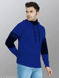 Trending men's colorblock polycotton T-shirt, full sleeves and hooded neck, moisture-wicking fabric - perfect for streetwear and partywear