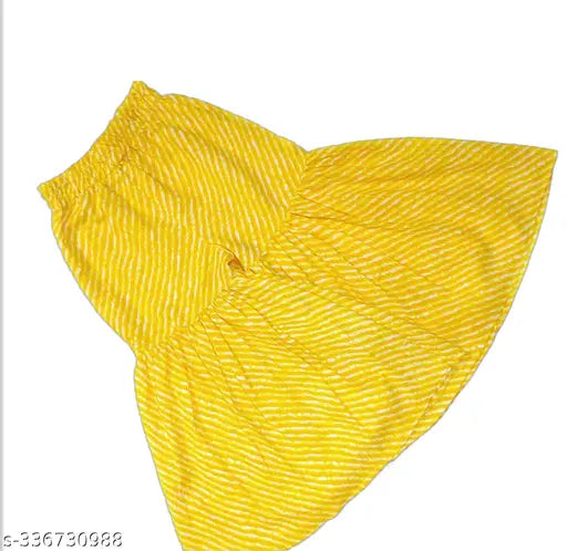 Yellow cotton Sanganeri Kantha print Haldi ceremony kurti & Sharara set for kids, vibrant traditional Indian outfit