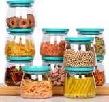 Blue plastic storage jar combo set (900ML), ideal for tea, coffee, sugar, spices, or cereals. Pack of 10