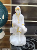 Marble Shirdi Sai Baba Idol Statue (35 inches), polished for car dashboard pooja, handcrafted in India