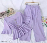Affordable crepe top & bottom sets for women & girls, versatile style, three-quarter sleeves, S, M, L sizes