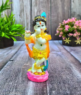 Marble Krishna idol, multicolored, glossy texture, size-13x5x4cm, ideal for home, car, or gift
