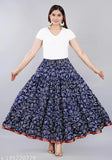 Blue printed rayon long skirt for women, beautiful and comfortable design with various sizes available