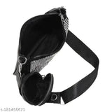 PU embellished small crossbody bag for women with coin purse and chain strap, free size (10x3x6in), made in India