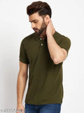 Navy blue cotton blend short sleeve polo t-shirt, printed net design for men, size M (43in chest, 27in length)