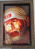 Synthetic resin 9*12 inch Indian wall hanging, enlightening Sai Baba photo frame for spiritual decor