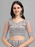 Trendy embellished net semi-stitched Indian Lehenga Choli and Dupatta for women