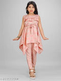Printed rayon A-line kurta and trousers set for girls festive party wear, Indian crafted Cambric cotton fabric