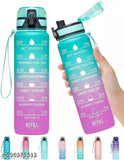 Unbreakable silicone water bottle, 1 liter, with motivational time marker, BPA-free, leakproof, multi-colored - durable for home, office, gym use