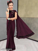 Silk saree for festivals and weddings, embellished net blouse, very attractive baby girl ready-to-wear collection