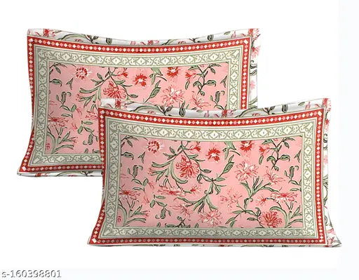 Rajasthani printed cotton king size bedsheet 93x100, vibrant floral design for summer bedding