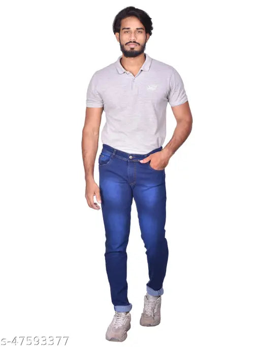 Stylish dyed/washed denim men's jeans, L,Zard regular fit. Mid rise, cotton fabric for comfort. Size 28, 30, 32, 34, 36 inches waist, length, and hip